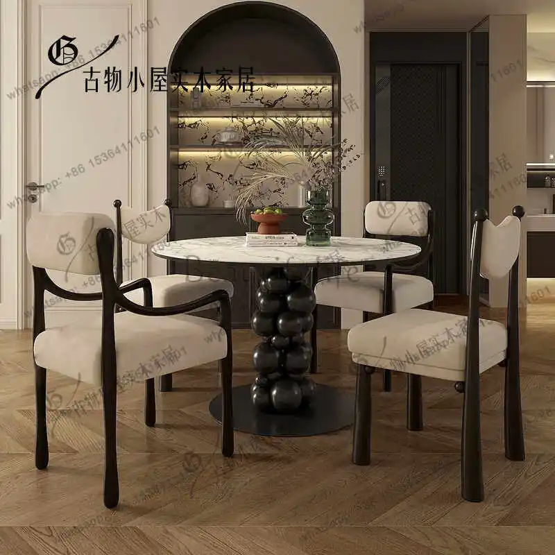 French solid wood/marble sticker dining table/personalized art round coffee table can be customized
