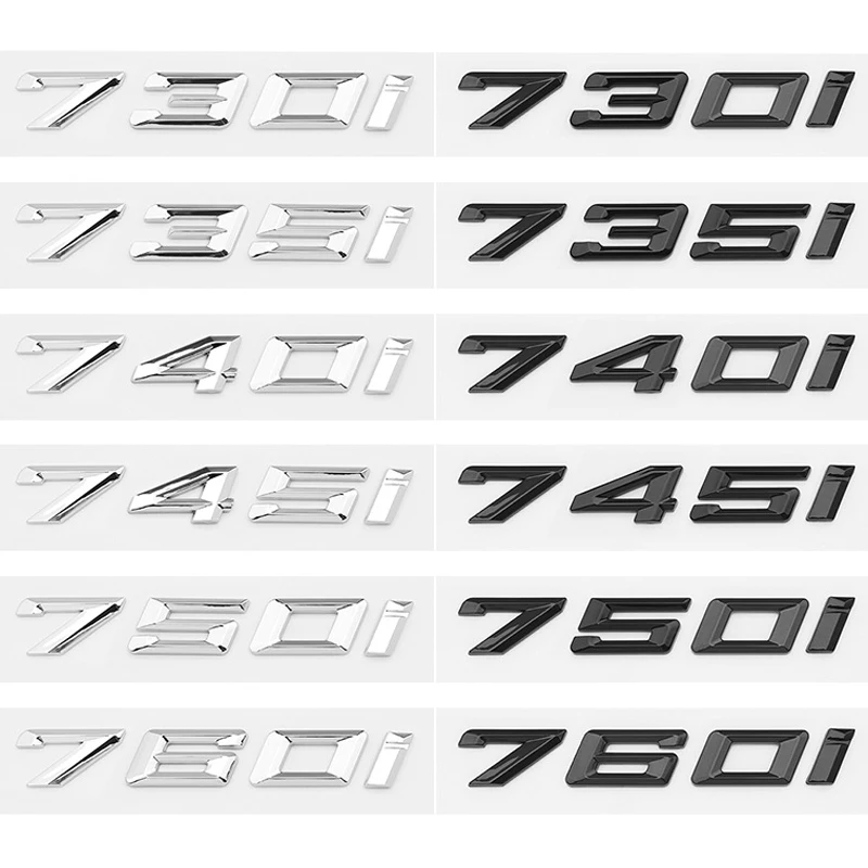 

Новые цифры шрифтов, буквы 730i 735i 740i 745i 750i 760i, верхняя эмблема из АБС-пластика для автомобиля серии 7, наклейка с логотипом на багажник