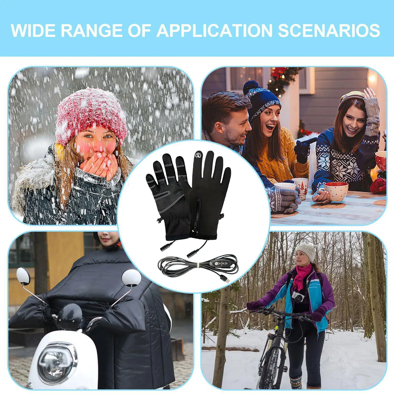 Guantes calefactables recargables, guantes calefactables con pantalla táctil, calentadores de manos, calentador a prueba de viento, equipo para exteriores para escalada, caza, esquí