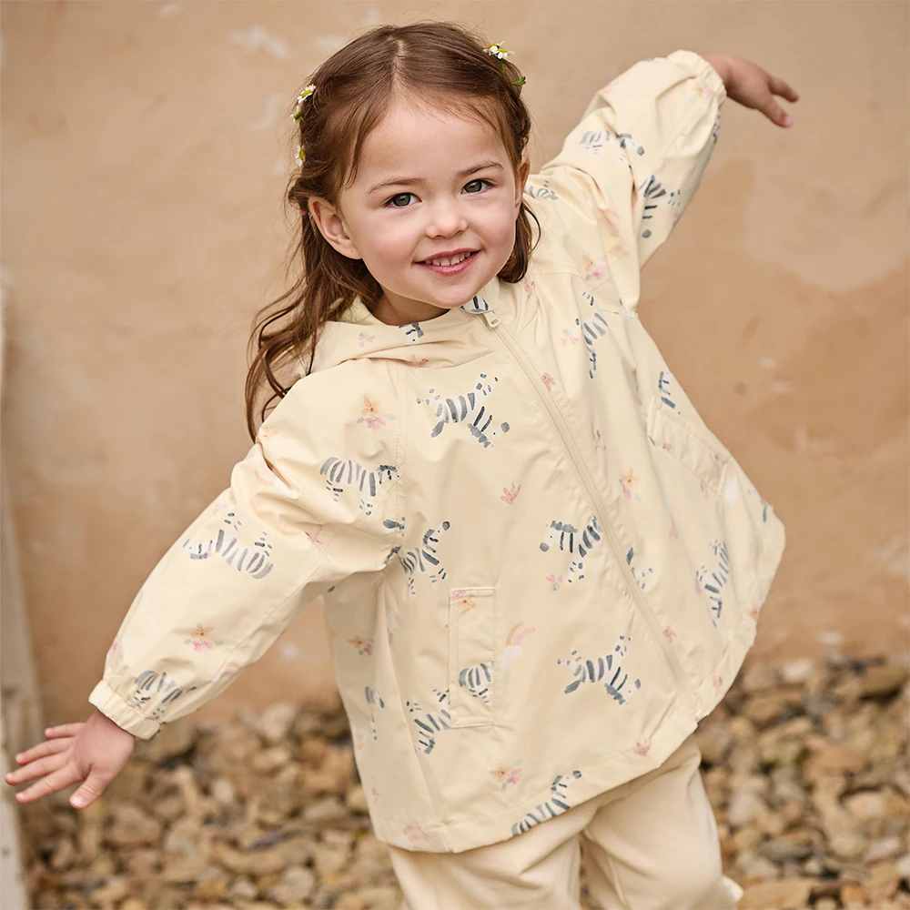 Dave Bella Jacket for Girls Autumn Spring Kids Cute Animal Print Topcoat Waterproof Outdoor Outerwear Children Clothes DB1260926