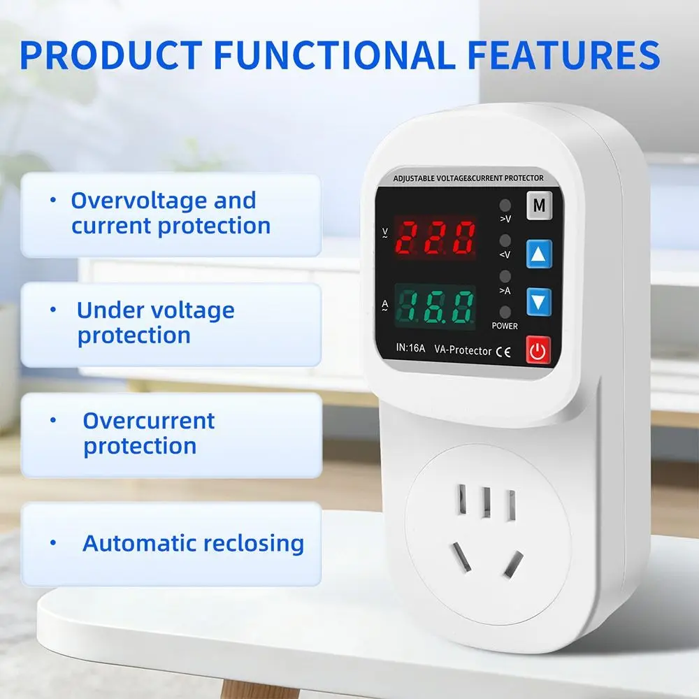 Adjustable Protection Voltage Protector Socket Digital Display Automatic Reclosing Overvoltage Protector Overcurrent Protection