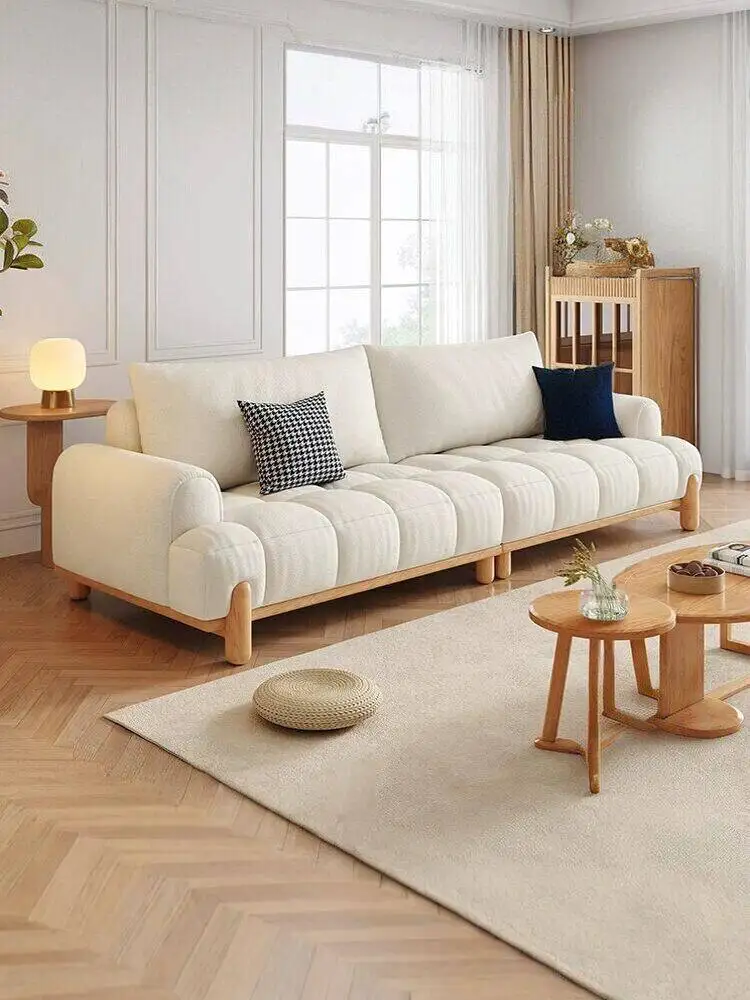 Cloud Couch for Small Living Room, Japanese Style Cream Puff Sofa, Soft Boucle Fabric, Nordic Minimalist Apartment Furniture
