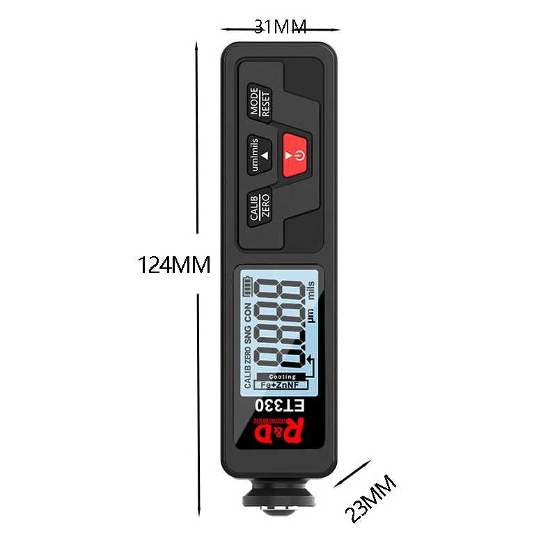 R&D ET330 Coating Thickness Gauge High Precision Zinc Coating Thickness Gauge for Automotive Paint Surface 1Set