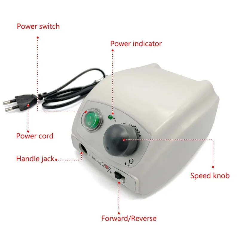 STERKE 207 35000 RPM Control Box Manicure Micromotor Handstuk Elektrische Manicure Boor Set Voor Nagelpolijsten apparaat