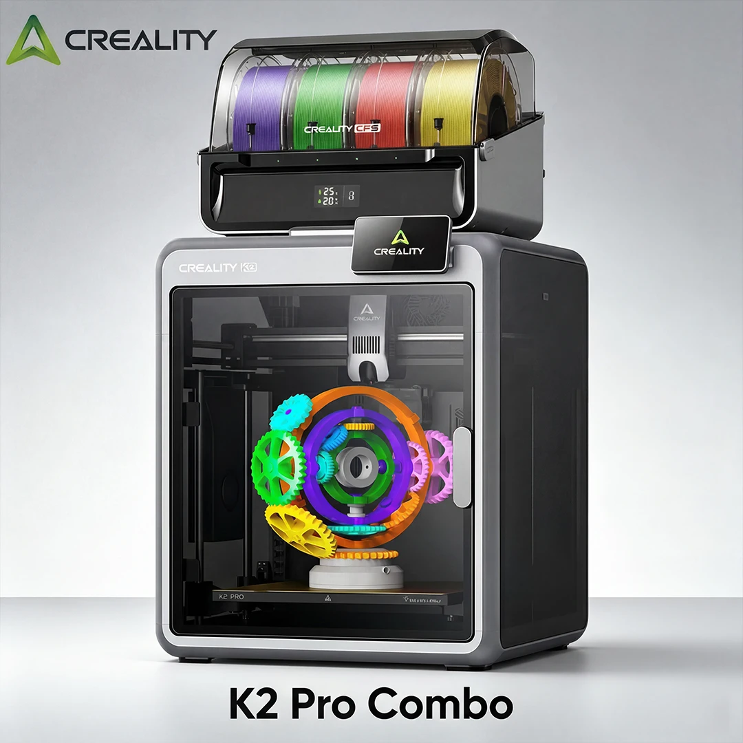 Creality K2 Pro Combo 3D-Drucker mit CFS Multicolor-Druck, 600 mm/s Höchstgeschwindigkeit, Auto Leveling, Dual AI Kamera, aktive Gehäuseheizung 300x300x300 mm Großes Bauraum