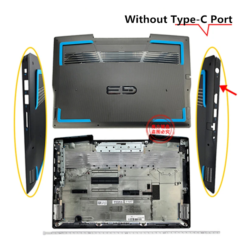 Imagem -03 - Nova Laoptop Topcase Palmrest Capa Superior Inferior Case Teclado Habitação para Dell g3 3590 Inferior Capa Base Carcaça