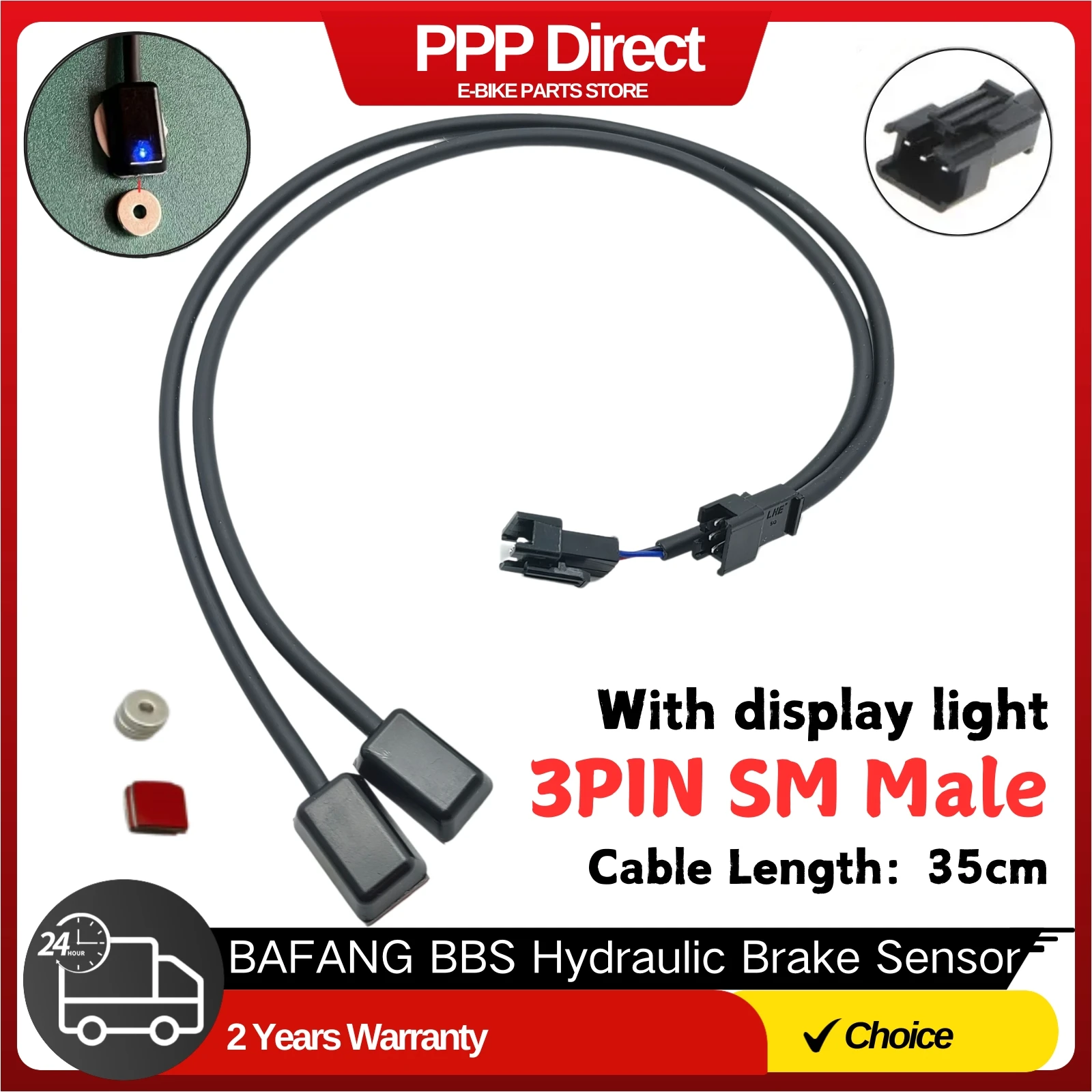 

2x Hydraulic Mechanical Brake Cut-Off Sensor with 3PIN SM Connector & Indicator Light for Bafang 8fun BBS01, BBS02, BBSHD