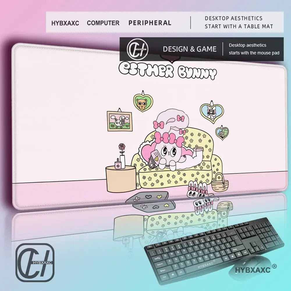 

HYBXAXC Mouse Pad Anti-fray Cute Custom B-Bunny Kawaii Ergonomic Rubber Large Desk Esther Mat Keyboard PC Non-slip