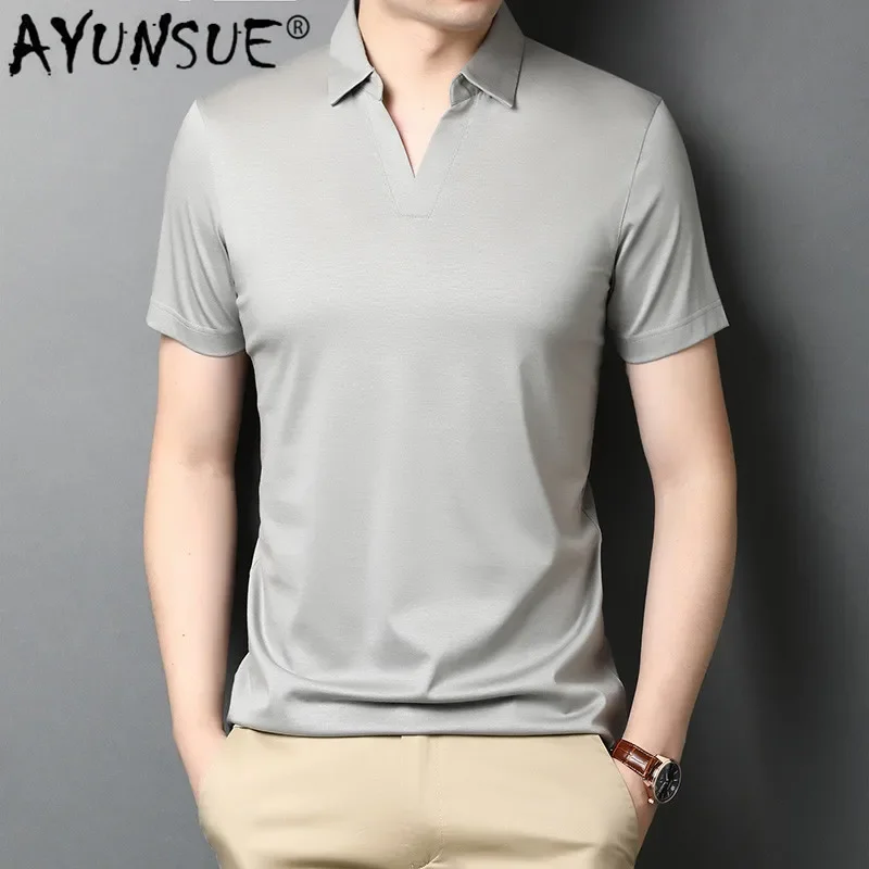 AYUNSUE Man's T-shirt Summer Silk T Shirt Men Clothes 2020 Casual Mens T Shirts Korean Tshirt Camisetas Hombre ZTY026A555 KJ4691