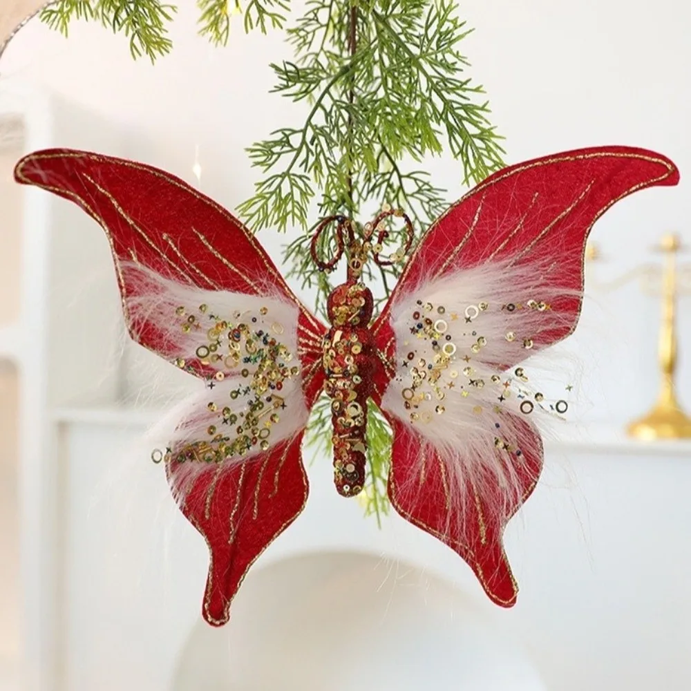 

Sparkling Glitter Christmas Butterflies Ornaments with Clip Artificial DIY Butterfly Hanging Decor Reusable Colorful