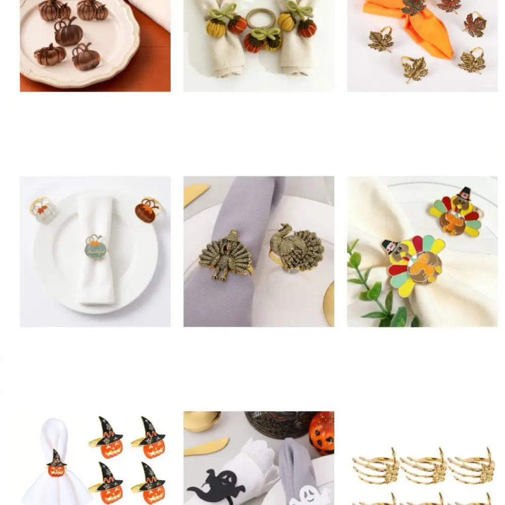 Fall Harvest Serviette Buckle Simulation Pumpkin Maple Leaf Design Napkin Ring For Hotel Kitchen Table Decorating