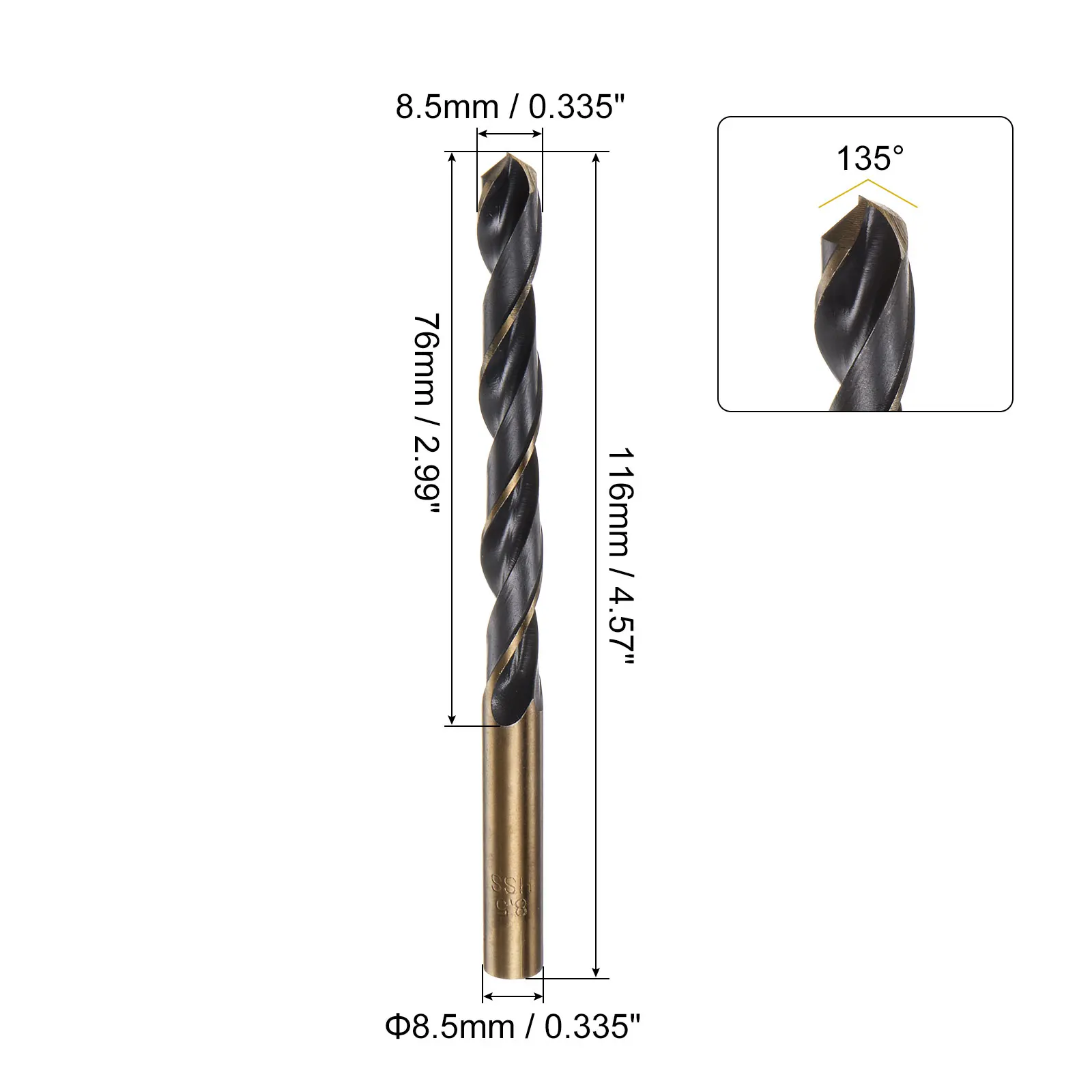 6pcs Jobber Drill Bits 3/4/5/6/7/8/9/10/11/12/13mm HSS Split Point Twist Drill Bits Black for Stainless Steel Metal Plastic Wood