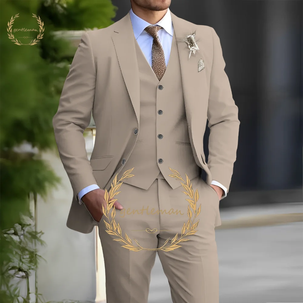 Men\'s Classic Suit 3 Piece Set, Slim Fit Blazer, Vest Pants, Formal Business Wedding Dress, Casual Clothing, Fashion