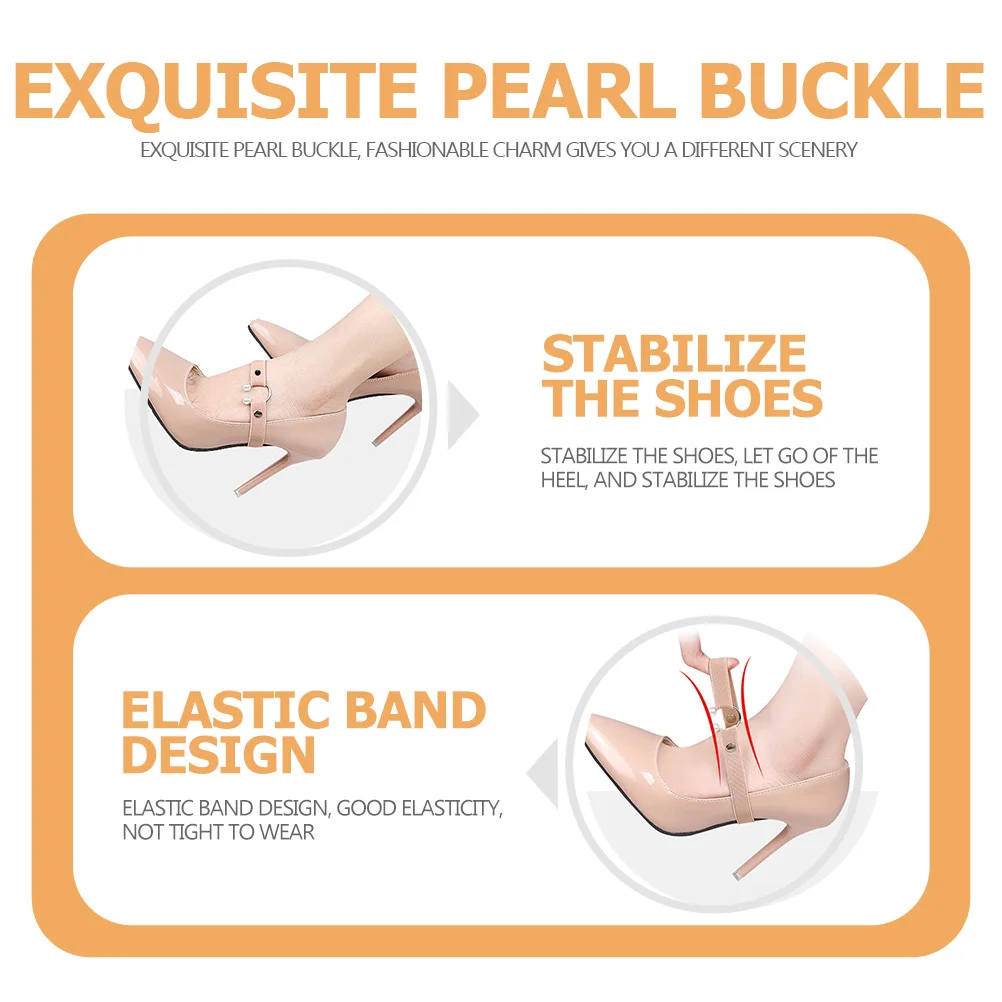 

4Pairs Elastic Shoes Laces Anti-Loose Band Durable Iron Material Easy Wash Practical High-Heeled Shoelaces Anti-Loose Shoelace