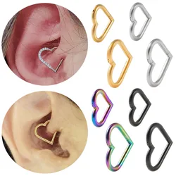 1PC Heart Hoop Earrings for Women Girls Stainless Steel Cartilage Tragus Helix Piercing Body Jewelry 16G