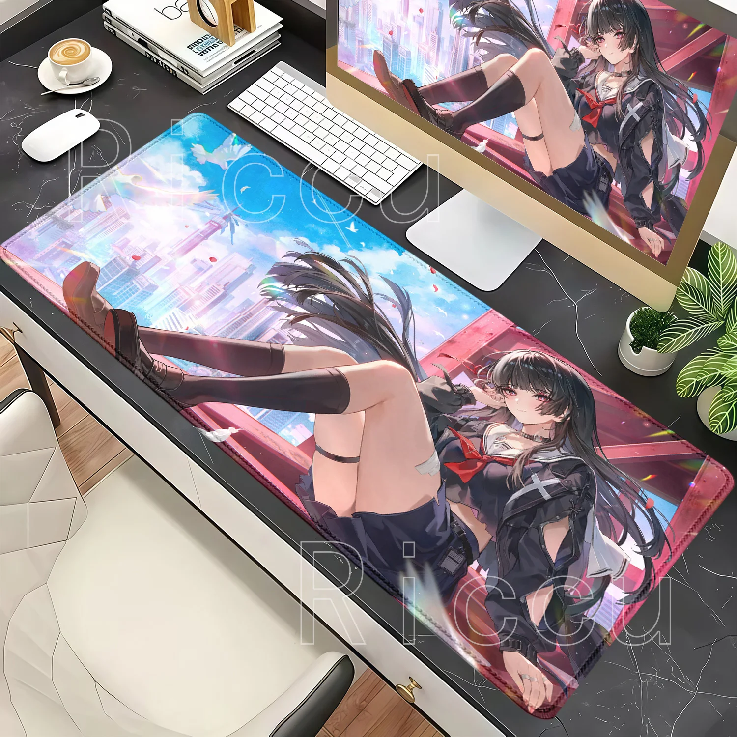 Gaming WuWa Chisa Wuthering Waves Mouse Pad PC Office Non-slip Base E-sports Keyboard Desk Mat Overlock HD Printing XXL Mousepad