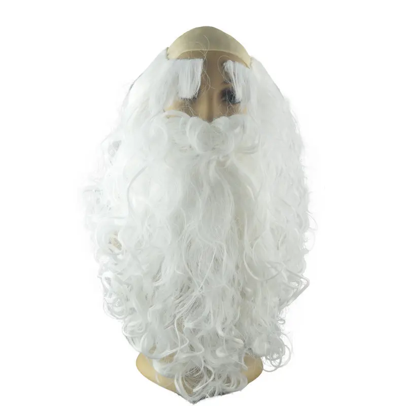 Funny Santa Christmas White Beard Eyebrow Bald Wig Anime Cosplay White Birthday Old Man Dress Up Party Halloween Christmas Props
