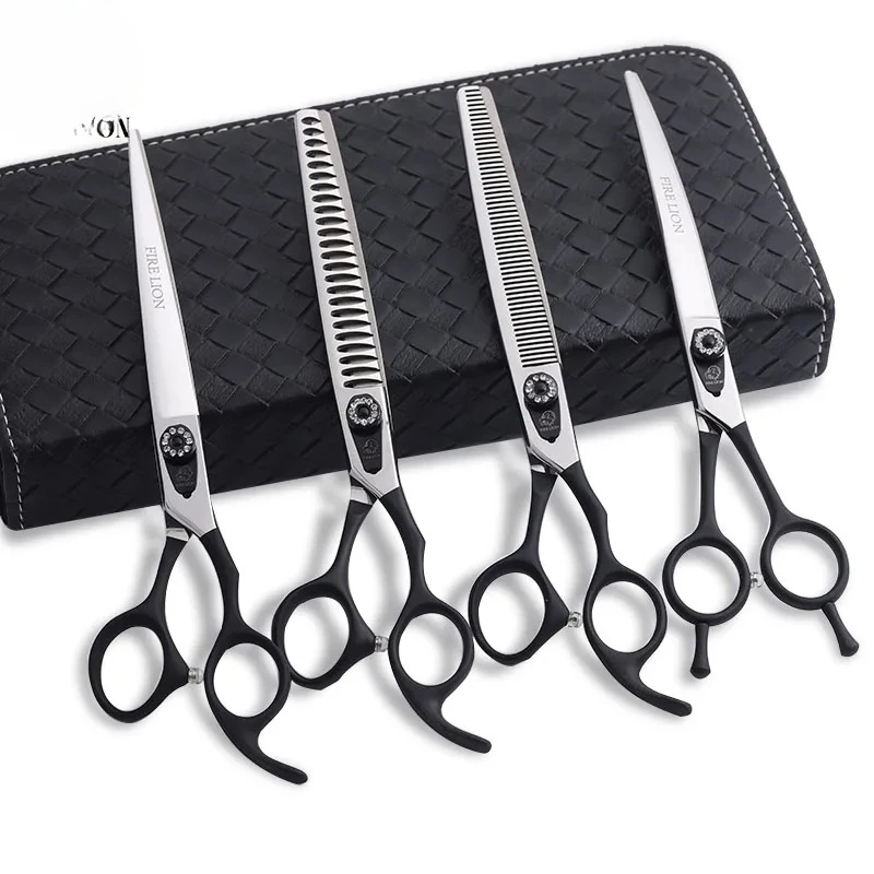 

Firelion Classic Style High Quality 7.0/7.5 Inch Pet Cutting Thinning Curved Scissors Kit Dog Grooming Scissors Set