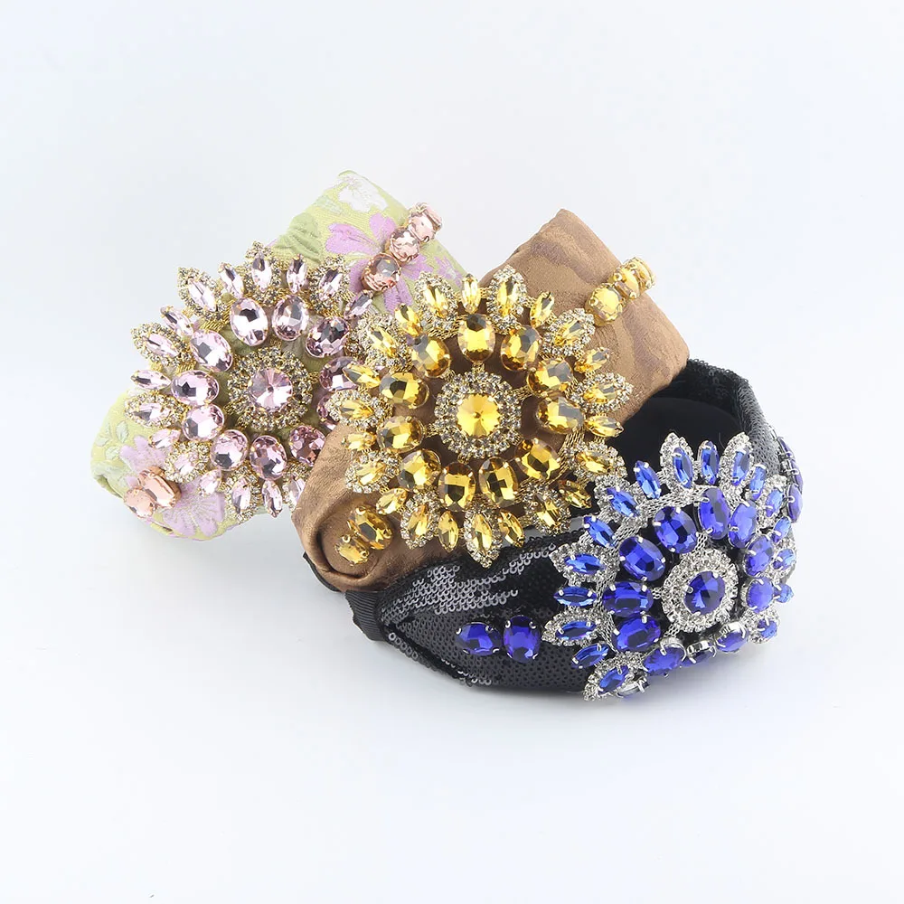 

European and American Baroque High-End Light Luxury Crystal Flower Rhinestone Headband Hair Accessory for Women