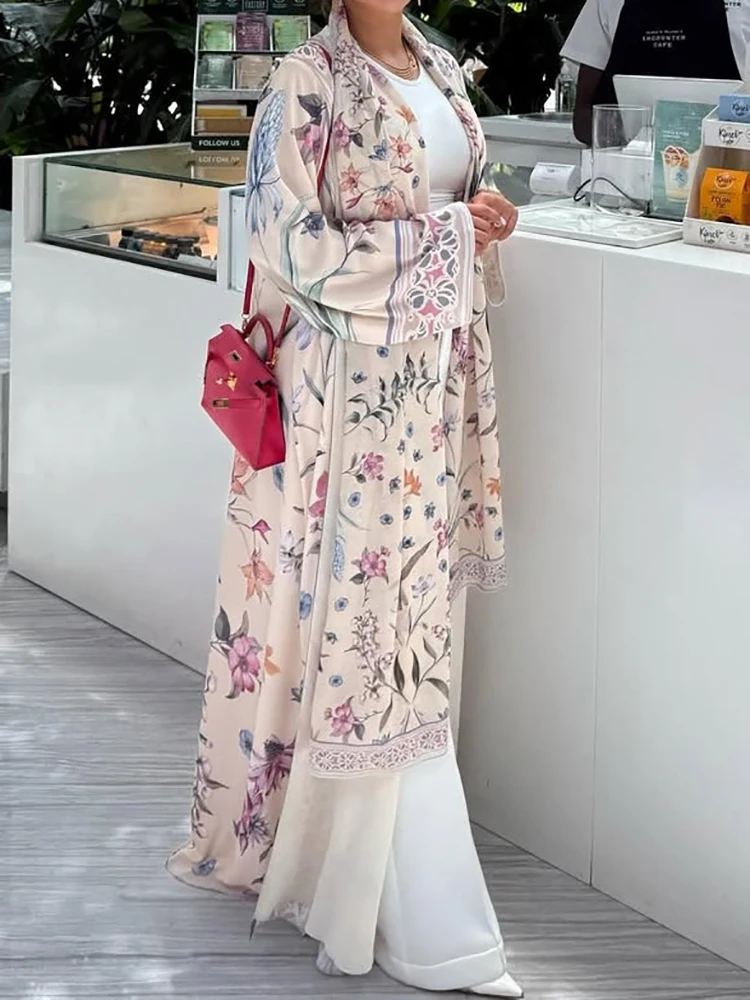 

Новые мусульманские Абайи кафтаны для женщин с V-образным вырезом и рукавом-бабочкой молитвенный кардиган пальто модное лоскутное искусственное пальто Саудовский Халат