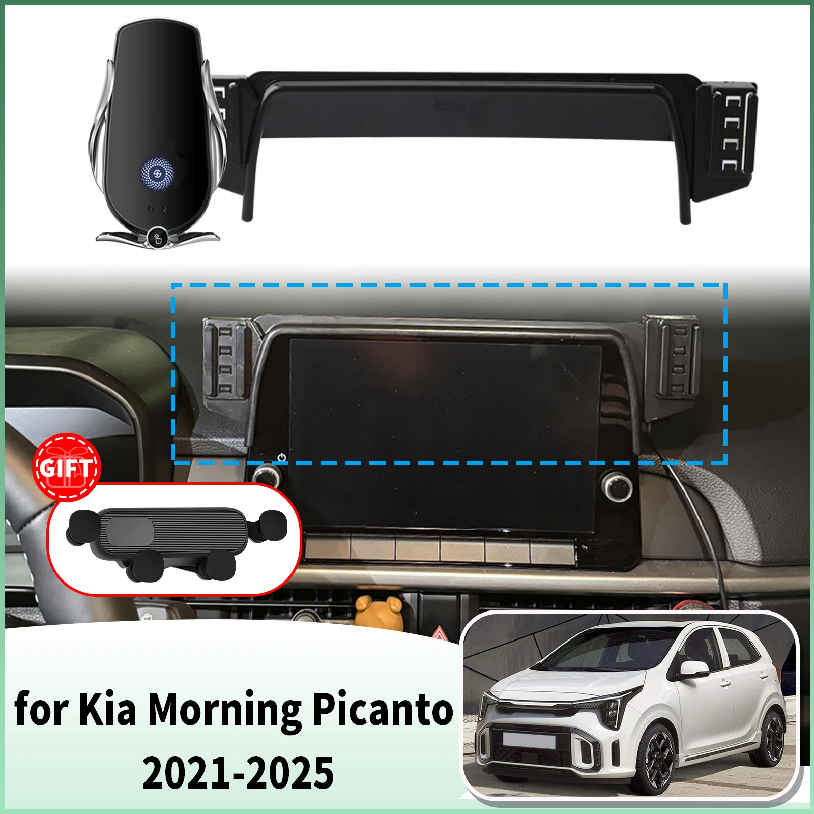 

for Kia Morning Picanto 2021 2022 2023 2024 2025 Specific Dashboard Navigation Phone Holder Mount Design Car​​ accessoires