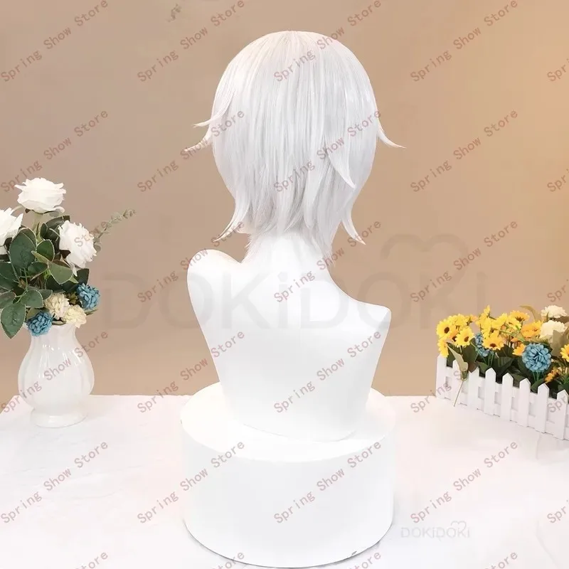DY20Death Note Nate River Capelli sintetici Copricapo cosplay Parrucca corta bianca argento25
