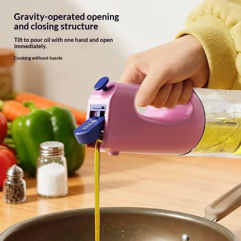 Botella pulverizadora de aceite de vidrio de 400 ml con pulverizador fino, antiderrames, dispensador de aceite comestible para cocina, freidora de aire, herramienta para hornear.