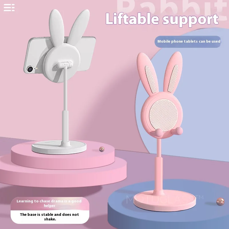 Cute Rabbit Phone Stand Adjustable Desktop Holder Universal Tablet Stand for Smartphones Tablets Home Office Use