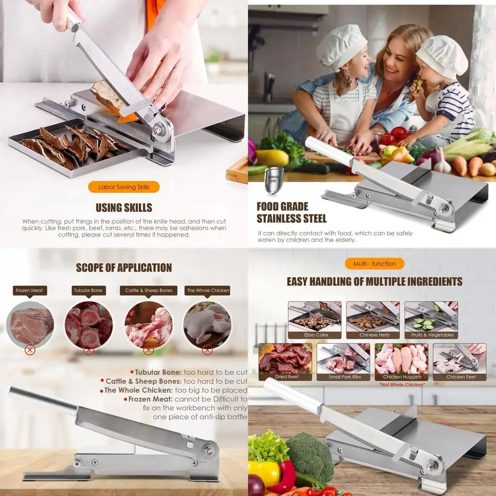 

Stainless Steel Manual Meat Slicer for Ribs, Chicken, Lamb, and Herb Pastry at Home