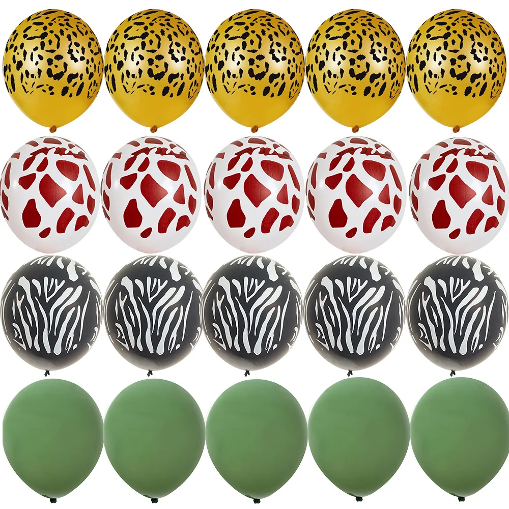 20 stücke 12 Zoll Leopard/Giraffe Muster Ballon Set für Kinder Dschungel Safari Wildtier Geburtstags feier Dekoration DIY Party liefert