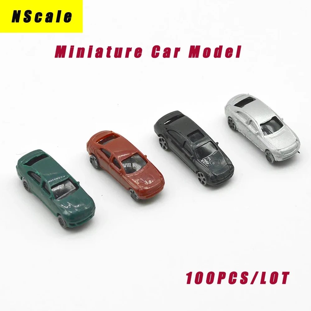 

100pcs N Scale Miniature Car Model 1:150 ABS Painted Vehicle Toys Architecture Building Layout for Diy Model Making/Diorama