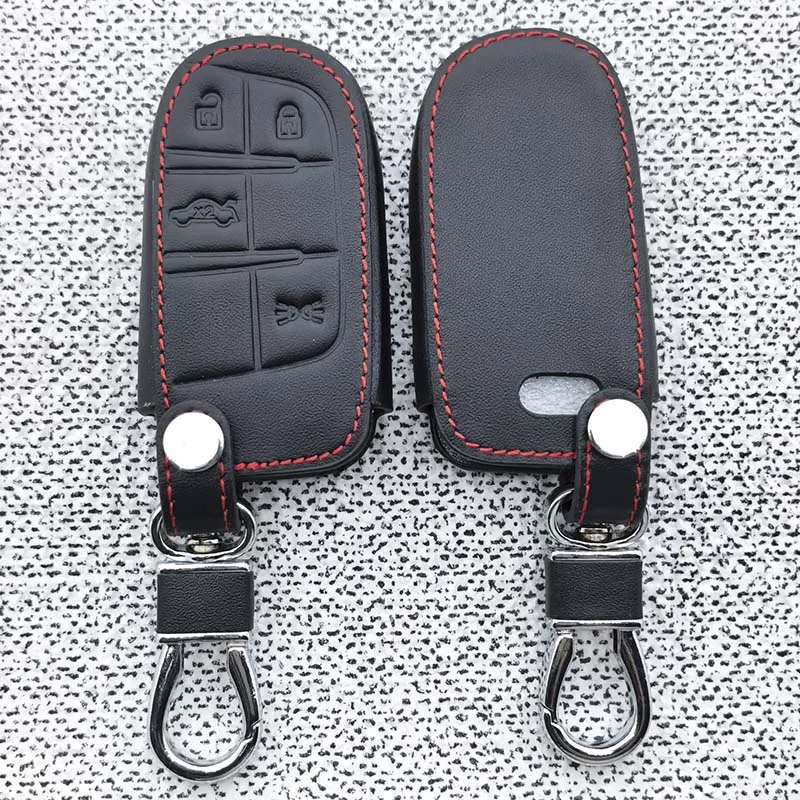 Leder-Autoschlüsselhülle für Jeep Chrysler 300C für Dodge Ram 1500 Journey Charger Dart Challenger Grand Cherokee Renegade
