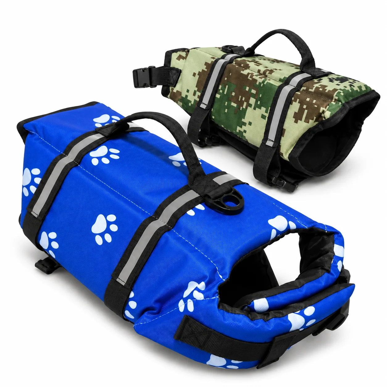 Dog Life Jacket Adjustable Buoyancy Swim Vest with Rescue Handle Reflective Straps for Small Medium Dogs Pool Boating Beach