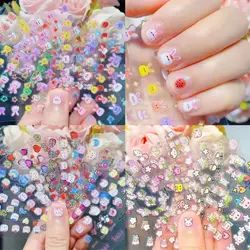 30Pcs Luminous Nail Art Sticker Glow In The Dark Colorful Rabbit Children Decals 3D  DIY Nails Accessorie
