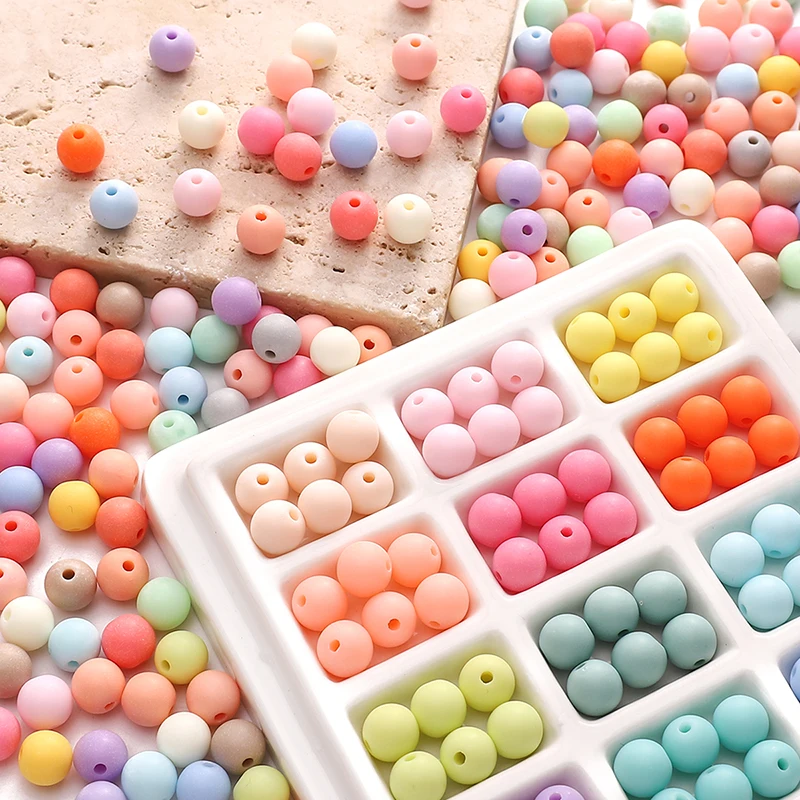 

500g/Pack 8mm 10mm Multicolor Acrylic Matte Round Beads Garment Making Loose Beads For Needlework Handmade DIY Decor Accessories