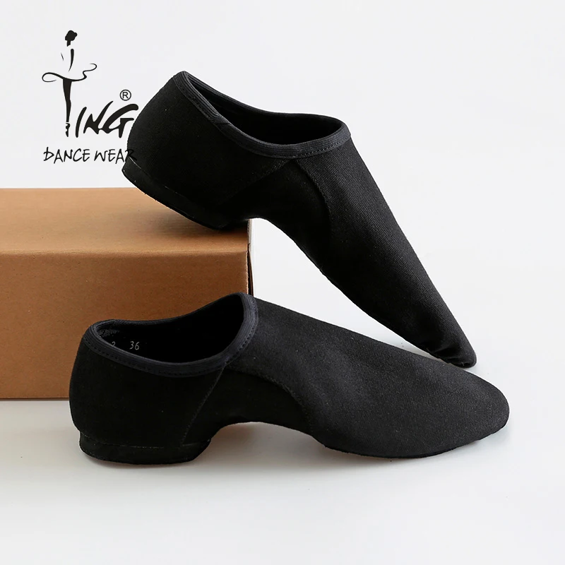ting-弾性生地ジャズダンスシューズ-スリッポン-ソフトボトム-ダンス練習靴-女性用-クラシックダンスシューズ-屋内ダンス教師用シューズ