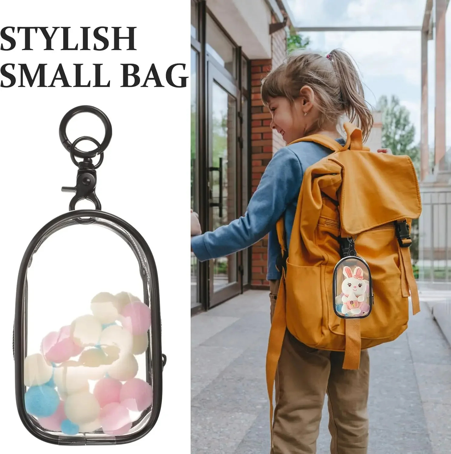 Clear Case Organizer for 15-17CM Plush Dolls - Anti-Scratch Display Bag with Keychain Durable Travel Storage Box Accessories