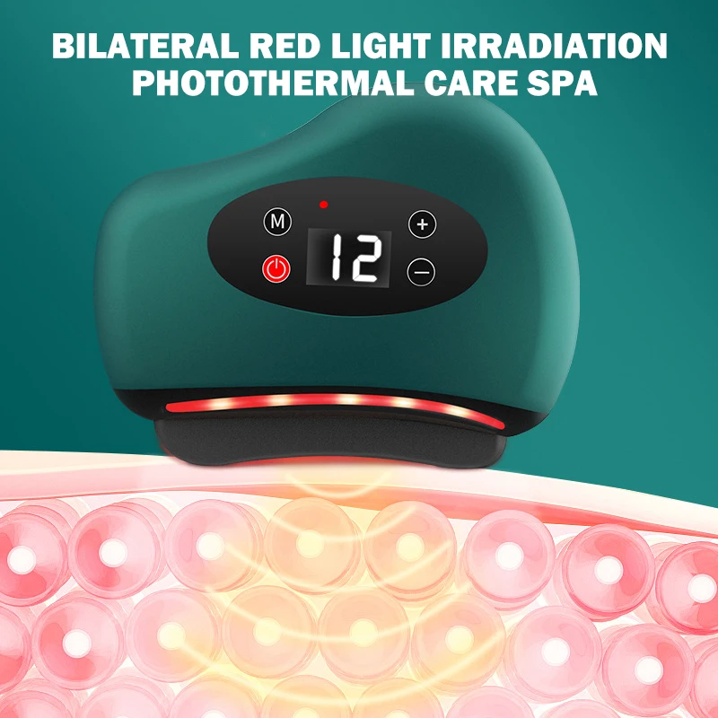 1 ชิ้นไฟฟ้า Guasha นวดหินร้อนความร้อนการสั่นสะเทือนขูด Board คอกลับนวดหน้าผิวริ้วรอย Lift เครื่องมือแบบพกพา