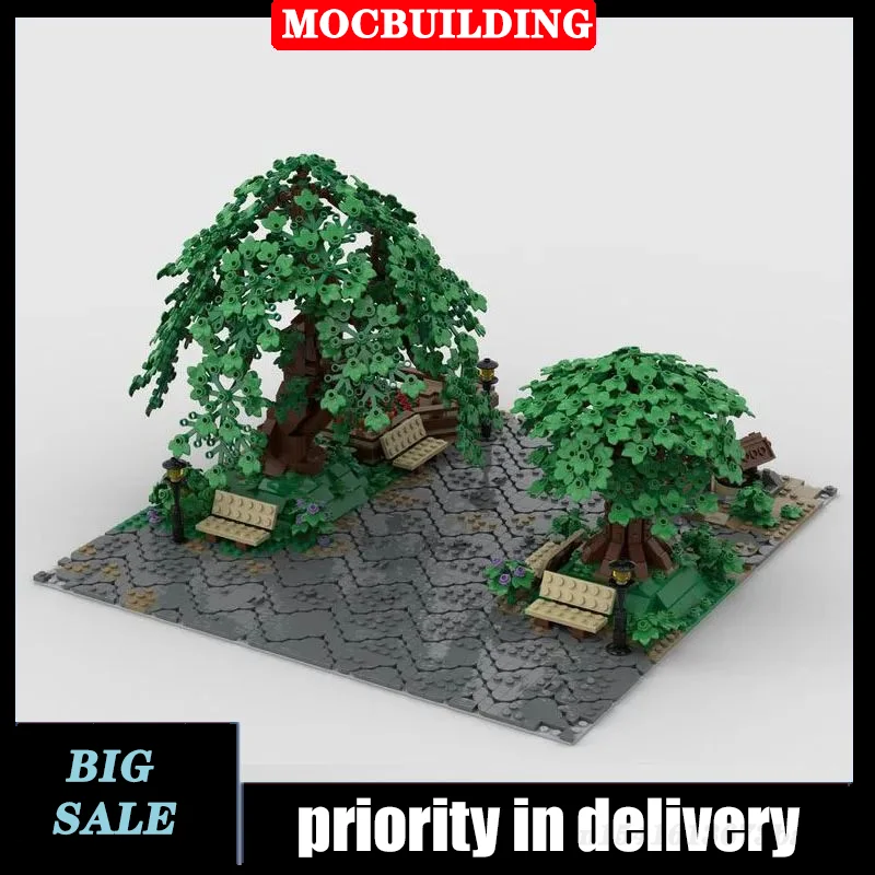 MOC Town Great Willow Model Building Blocks City Garden Architecture Street View Collection Series Toy Gifts