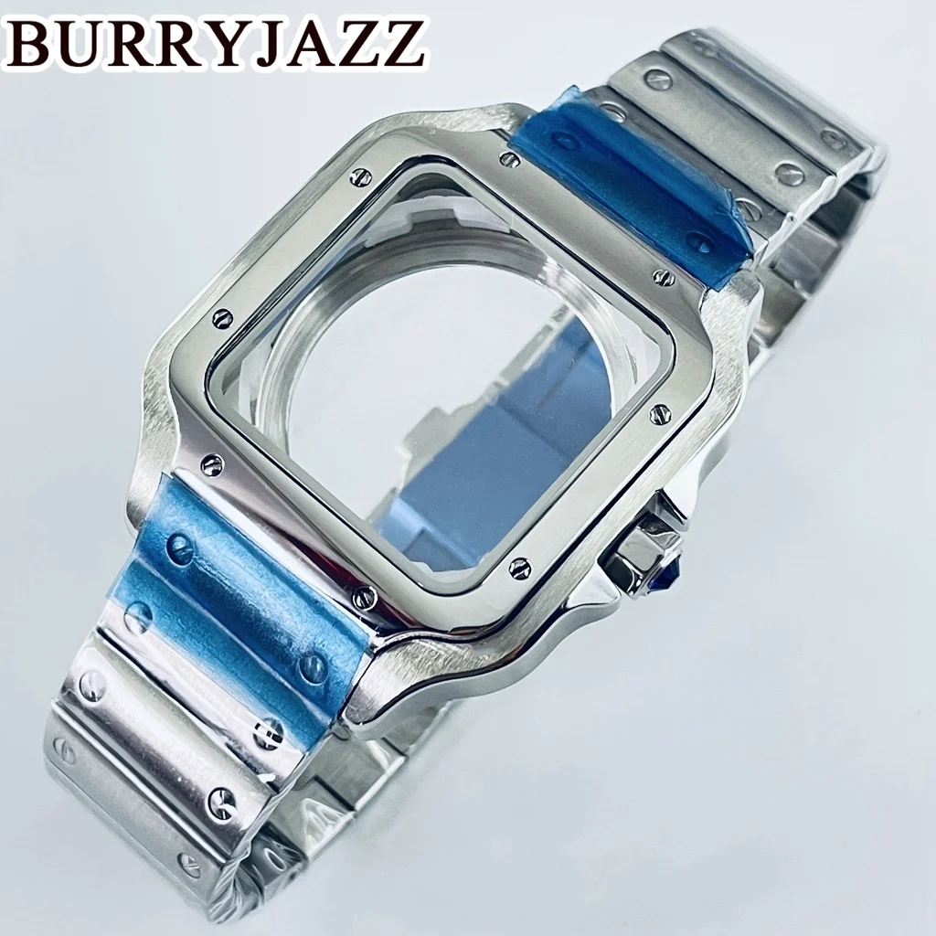 BURRYJAZZ スクエアウォッチケース 38 ミリメートル NH35 NH36 ムーブメント用自動ケースセット 316L 鋼時計修理と修正部品時計
