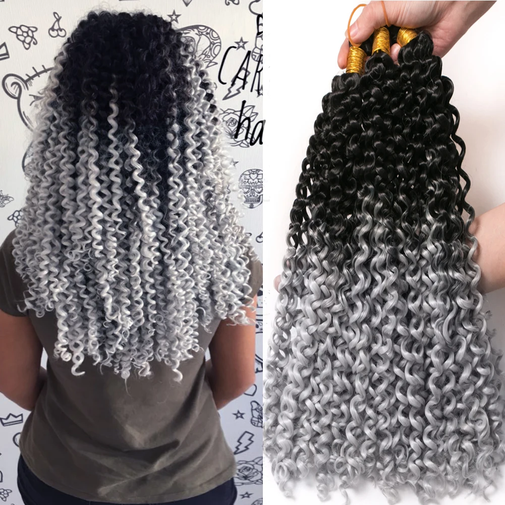 

Water Twist Braids Синтетические вязанные крючком волосы 14 дюймов 100 г/шт. Плетение волос Вязание крючком Косы Twist Черный Светло-серый
