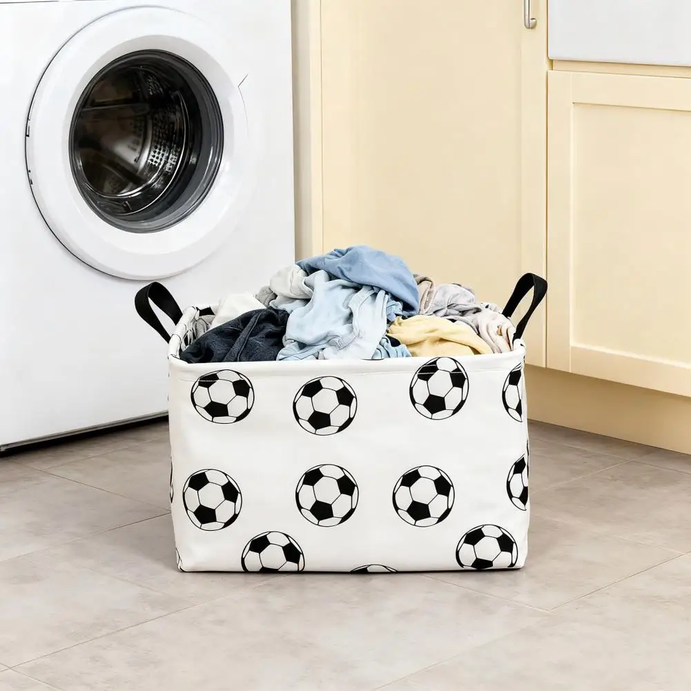 Portable Laundry Basket Foldable Laundry Basket with Handles Capacity Collapsible Clothes Storage Bin Football Print for Toys