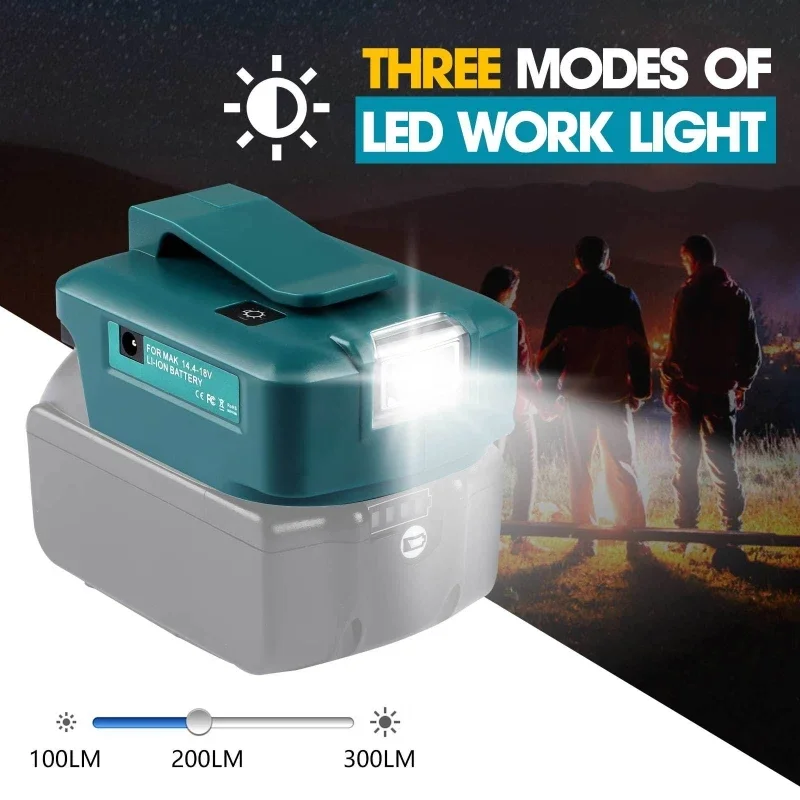 For Makita LED Light ADP05 Lion Battery Dual USB converter Port Spotlight Outdoor Flashlight for Makita Batteries