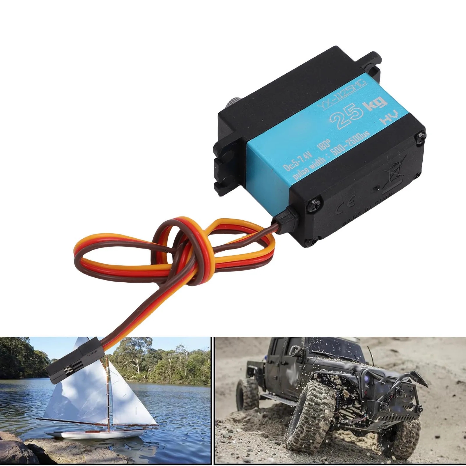 

1/8 1/10 RC цифровой сервопривод цифровой сервопривод 25 кг с высоким кручением 0-180 градусов вращающийся для 1/8 1/10 RC гусеничный автомобиль RV