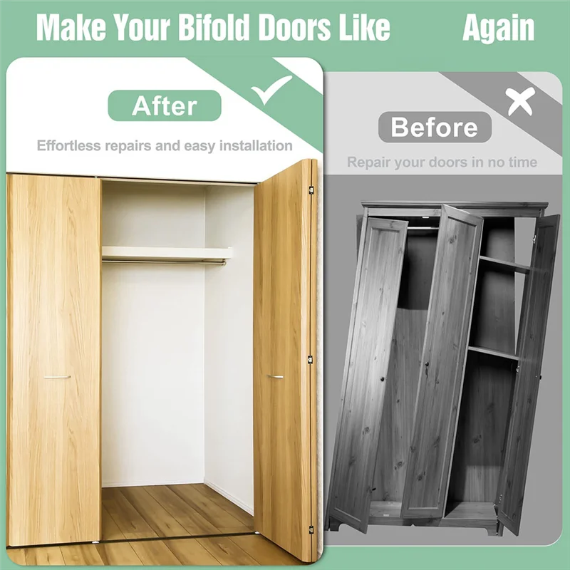 A23E-Bi-Fold Door Hardware Repair Kit - Hardware Kit For 2.22Inch To 2.54Inch Track,Folding Pocket Door Replacement Accessories