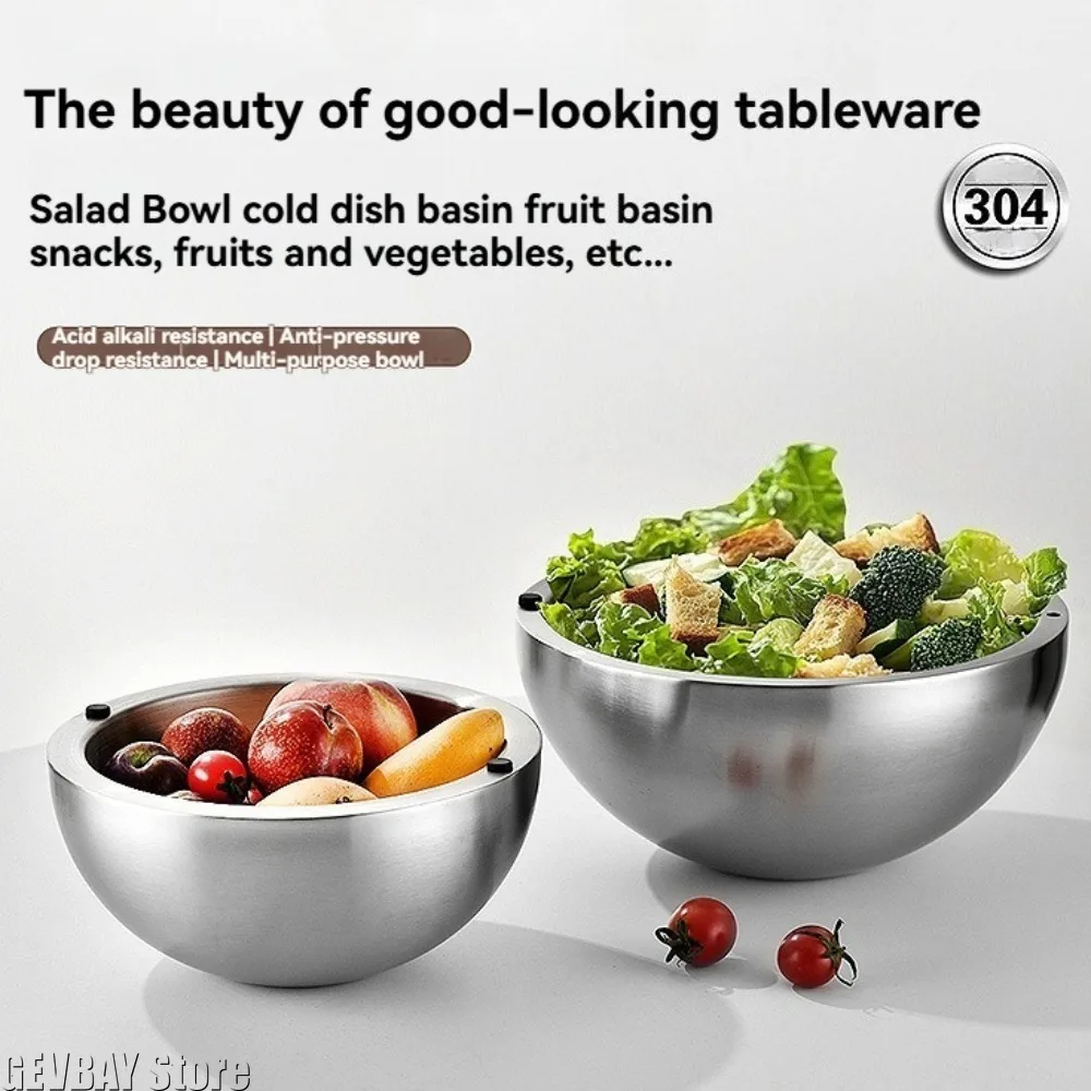 16/20/24cm Stainless Steel Dip Chiller Bowl Double Walled Fruit Salad Mixing Bowl Insulated Ice Chilled Serving Bowl for Kitchen