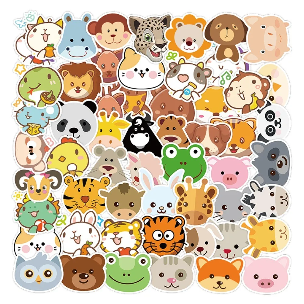 50 Pcs Assorted Animal Avatar Stickers - Cute Decorative Decals for Laptops, Journals & Phone Cases Golden Memory Stickers Store