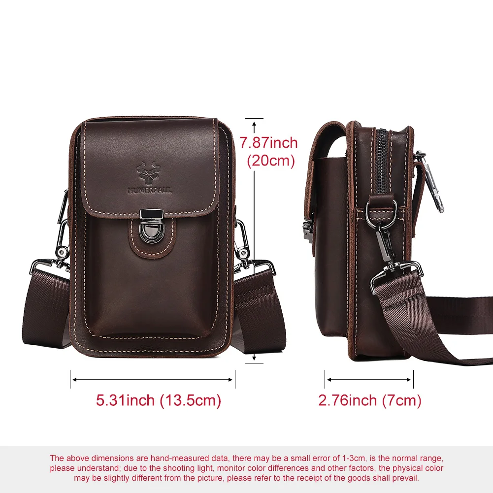 Sac de taille en cuir véritable pour hommes, sacs à bandoulière polyvalents décontractés, petit sac banane de voyage pour téléphone et essentiels