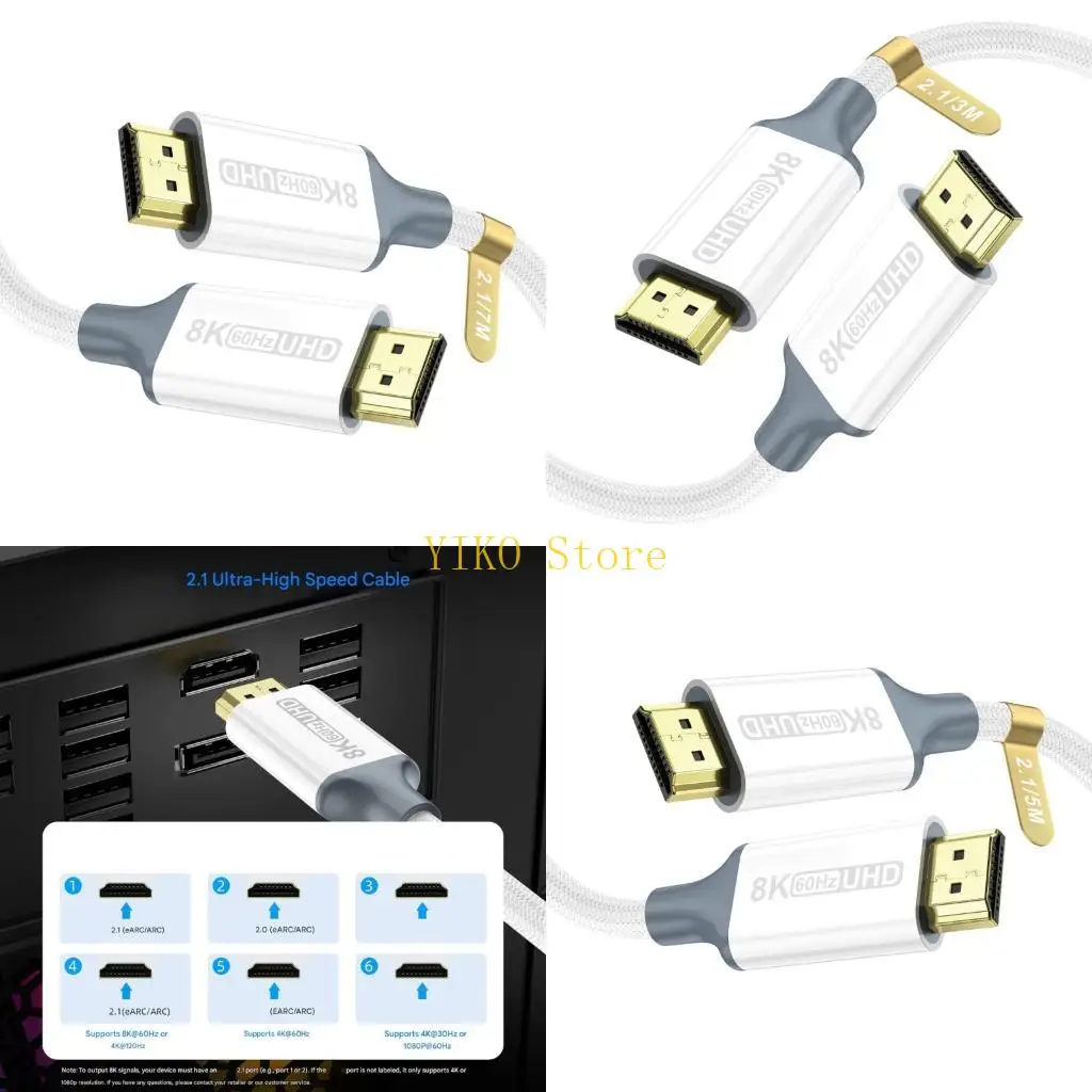 

K32C 8K Ready Cable 2.1 48Gbps Bandwidth Clear Visuals Connector Cable Cord Support 8K 60Hz