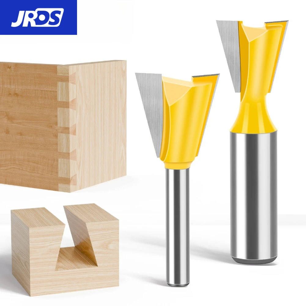 JRDS 1PCS Dovetail Router Bit, 1/4 Shank 1/2 Shank, Woodworking Trimmer Engraving Bit, Finger Joint Bit